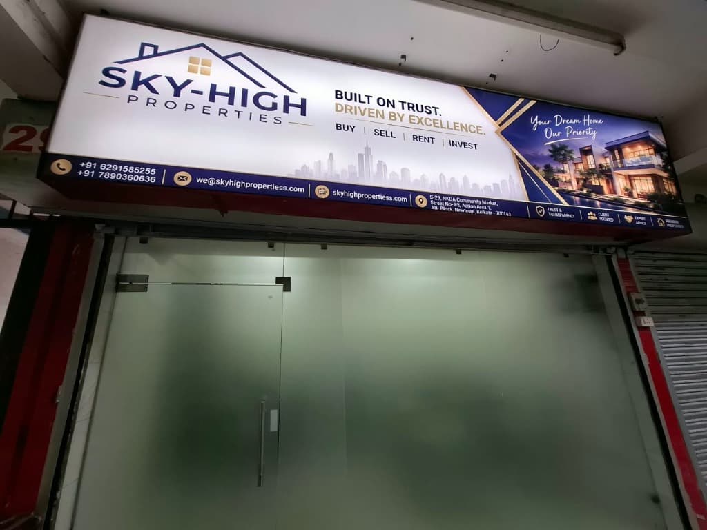 Sky-High Properties Newtown Office Signboard and Entrance at NKDA Community Market