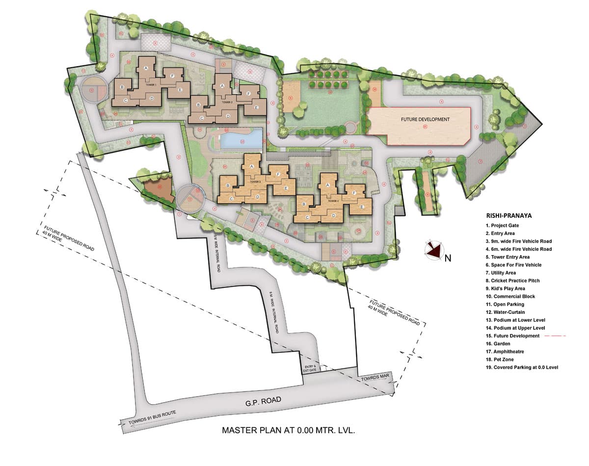 Rishi Pranaya — 2 & 3 BHK Soulful Living in Rajarhat, Newtown — Master Layout Plan